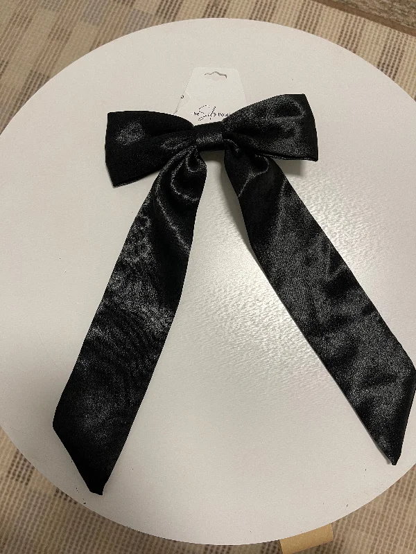 Black Satin Hair Bow Clip