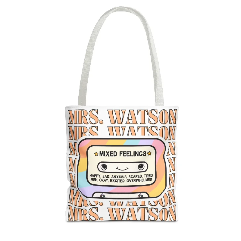 Custom Name Mixed Feelings Teacher Tote Bag