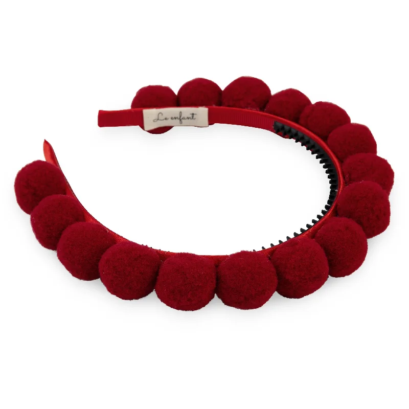 headband pom pom - burgundy