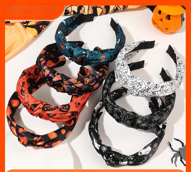 Wholesale Halloween Pumpkin Knotted High Skull Headband