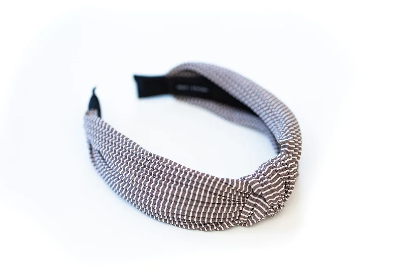 Taupe Pinstripe Knotted Headband