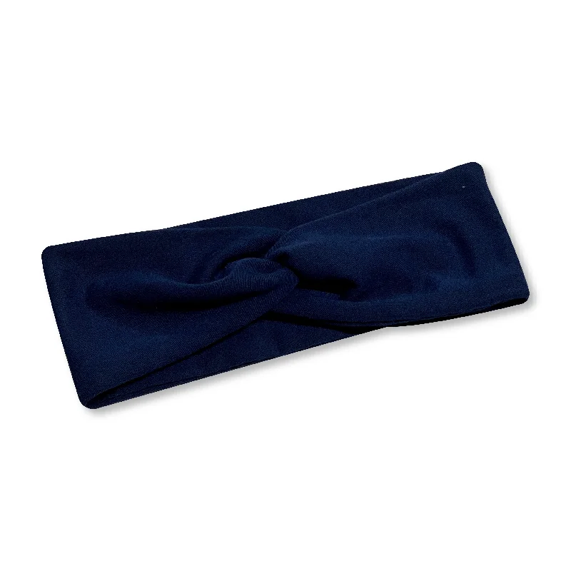 Navy Blue Solid Knotted Headband