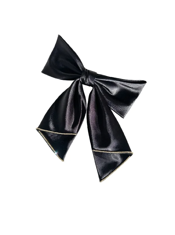 Diamond Satin Bow Hair Barrette