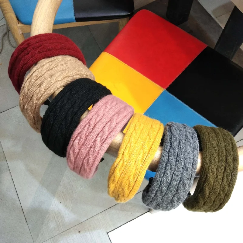 Wholesale Autumn and Winter Fried Dough Twists Knitting Flat Cloth Wide Hair Hoop