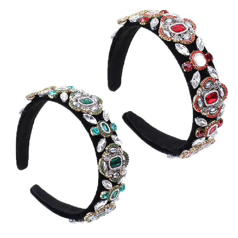 Wholesale Wide Edged Colorful Rhinestone Flower Headband