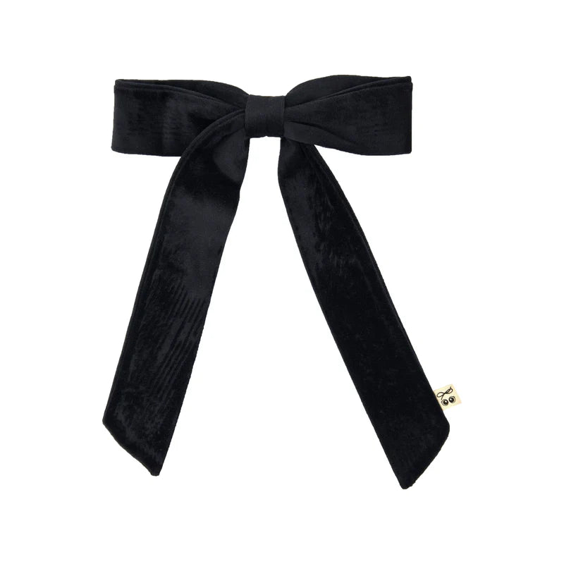 clip velvet long bow  - black