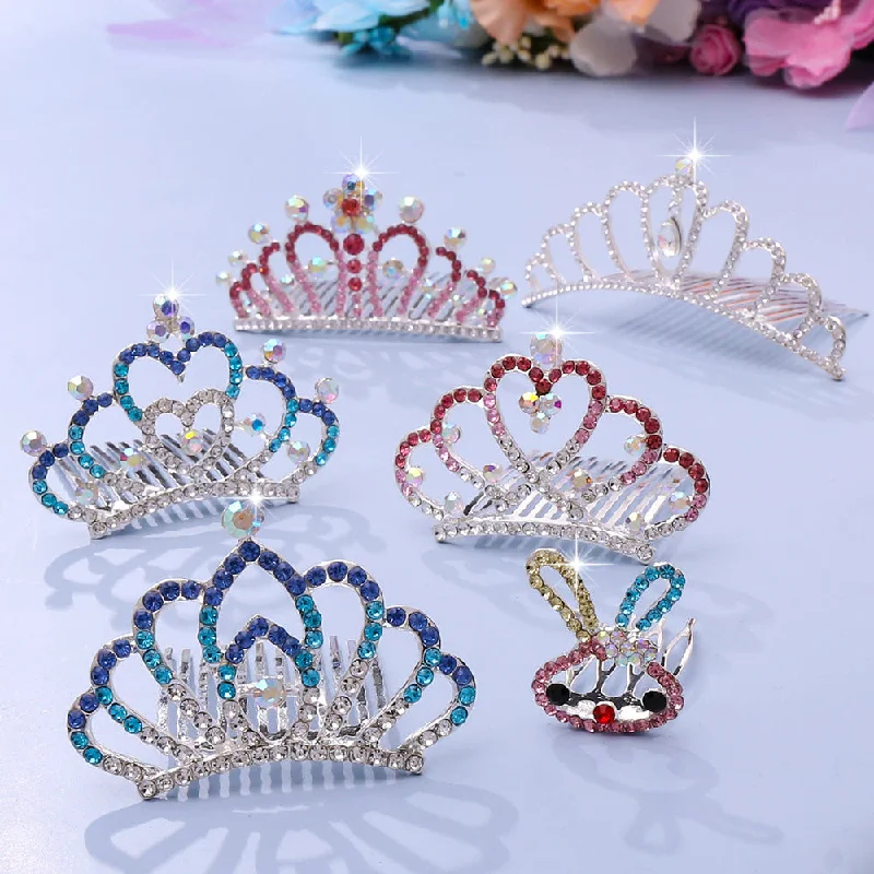 Wholesale Kids Princess Rhinestone Crown Hair Comb Headband