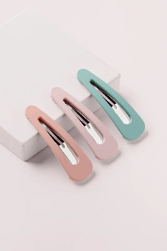 Snap Triangles Matte Hair Clips Set - Pastel