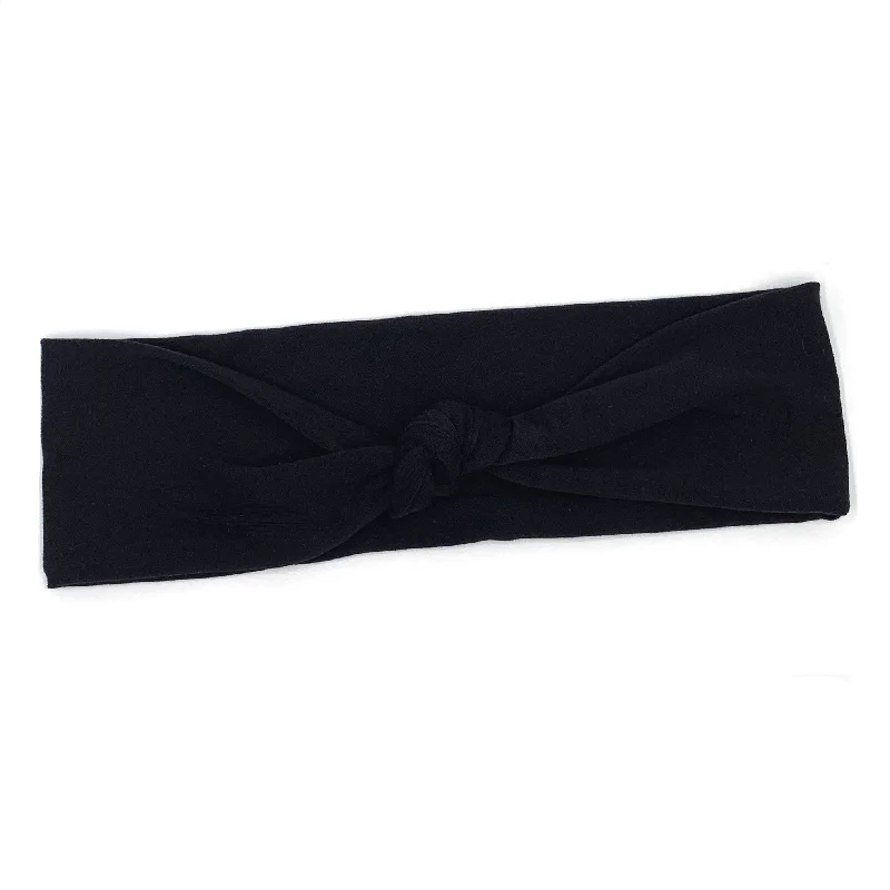 Solid Black Top Knot Headband