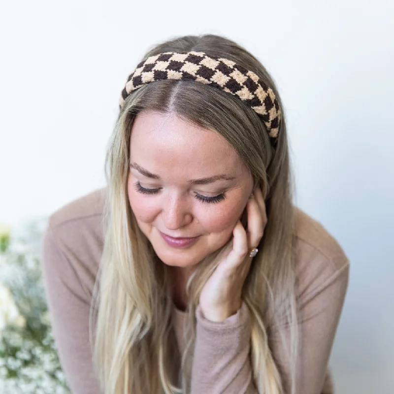 Padded Headband - Brown Checkered