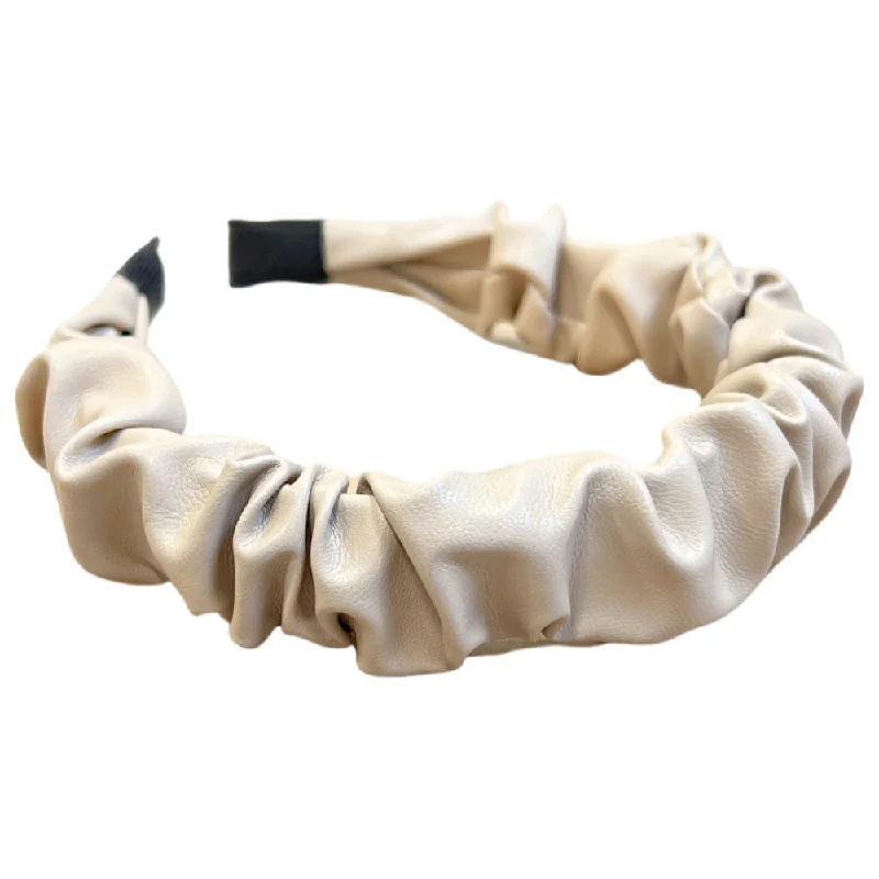 Scrunch Headband - Faux Leather Beige