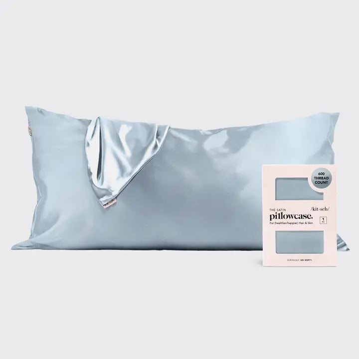 Kitsch King Size Satin Pillowcase Haze Blue