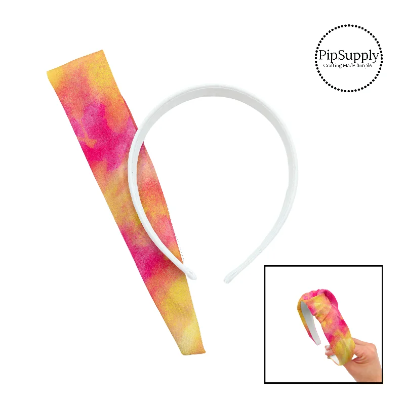 Pink and Yellow Watercolors DIY Knotted Headband Kit