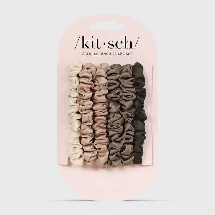 Kitsch Ultra Petite Satin Scrunchies 6pk Eucalyptus