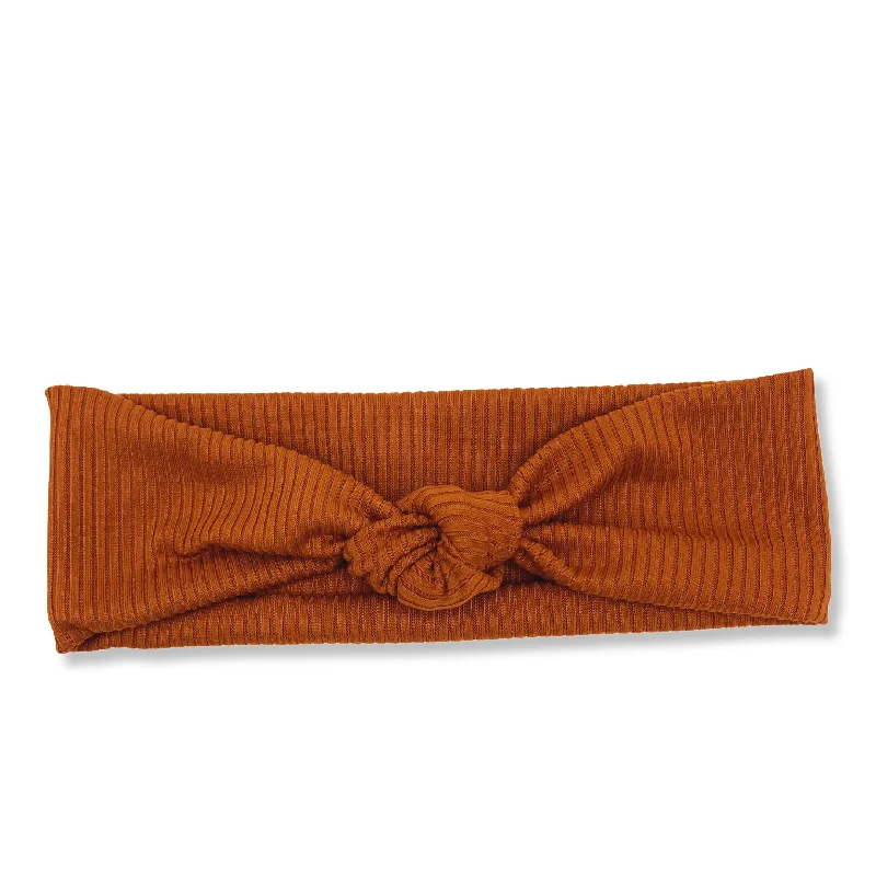 Rust Orange Ribbed Top Knot Headband