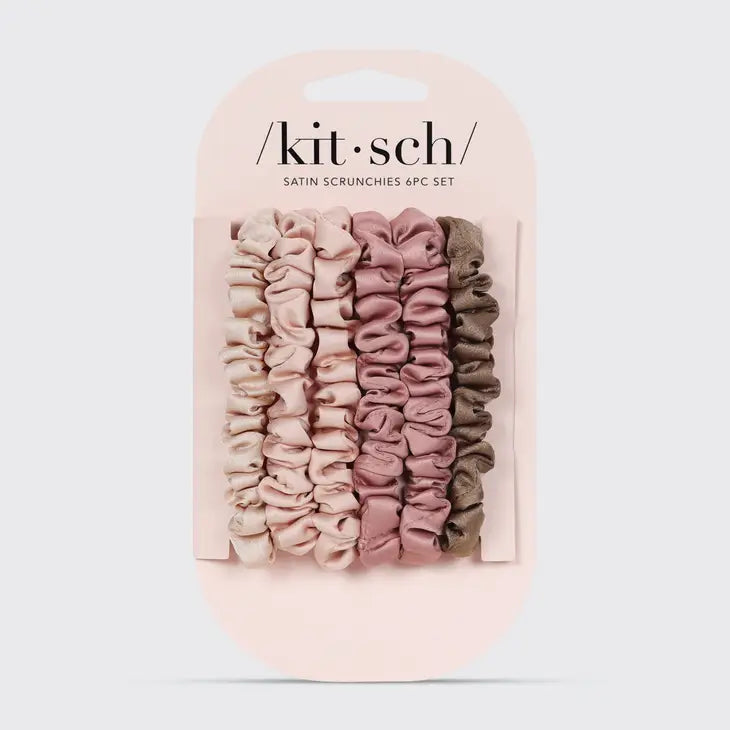 Kitsch Ultra Petite Satin Scrunchies 6pk Terracotta