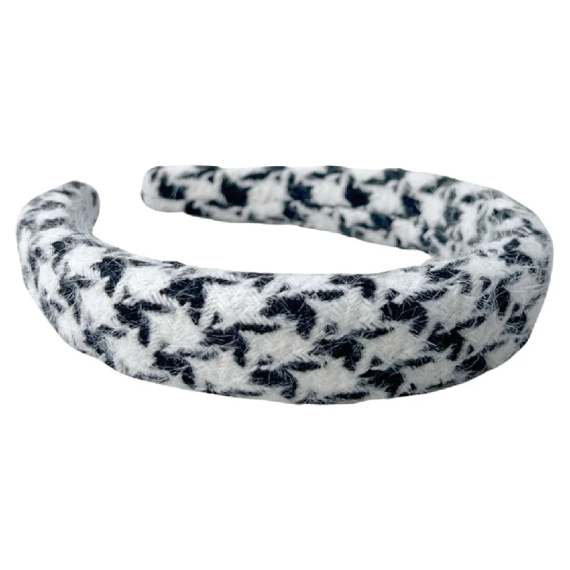 Padded Headband - Black Houndstooth