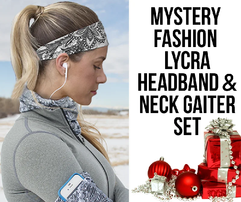 Mystery Fashion Lycra Headband and Solid Color Neck Gaiter Set