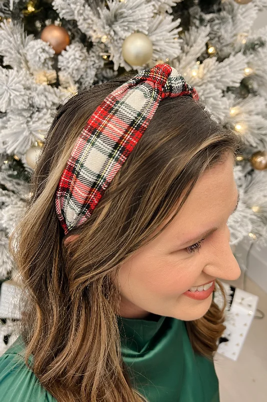 Under The Tree Cream White Plaid Headband