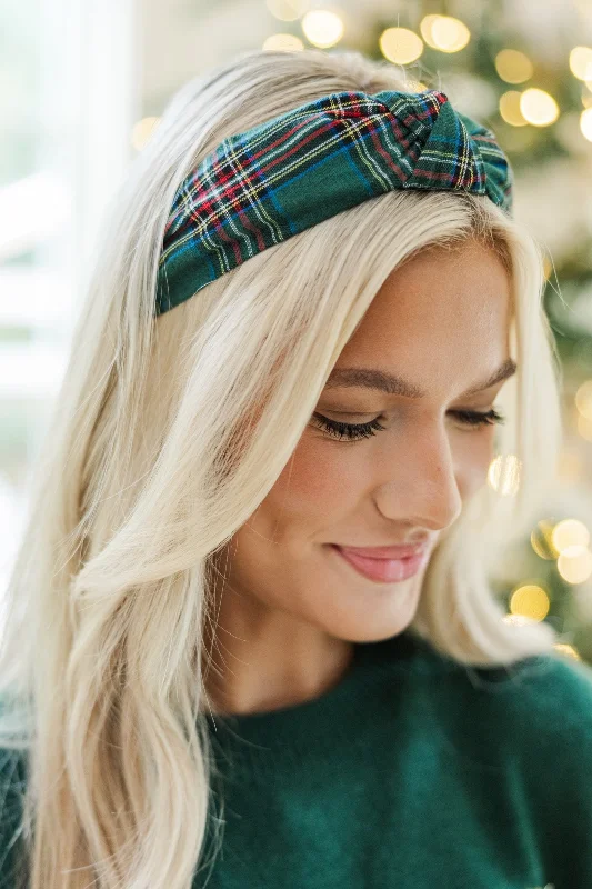 Rockin' Around Green Plaid Headband