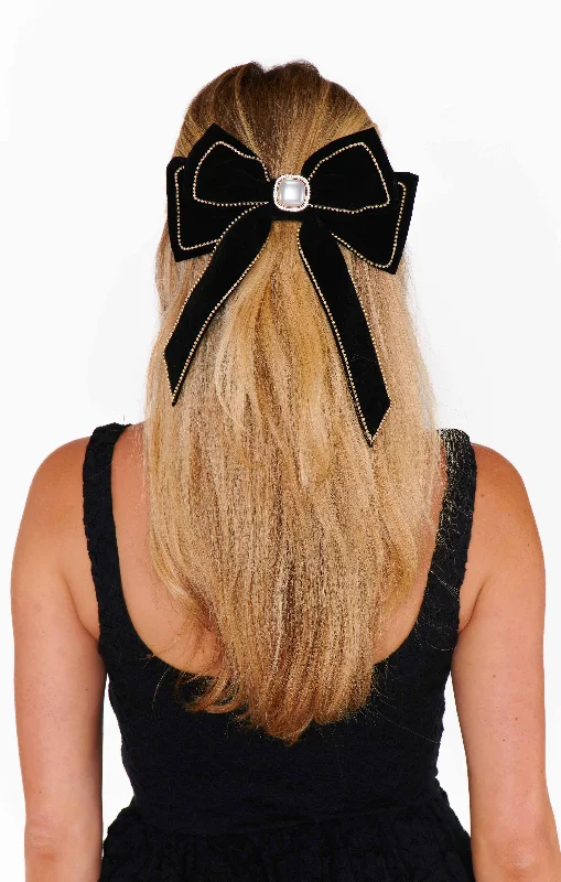 Samantha Velvet Hair Bow ~ Black