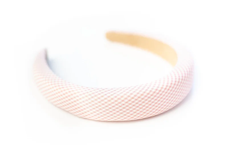 Pink and White Gingham Foam Headband