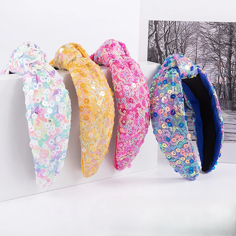 Wholesale Summer High-end Sequin Fabric Knotting Shiny Tourism Sweet Temperament Headband