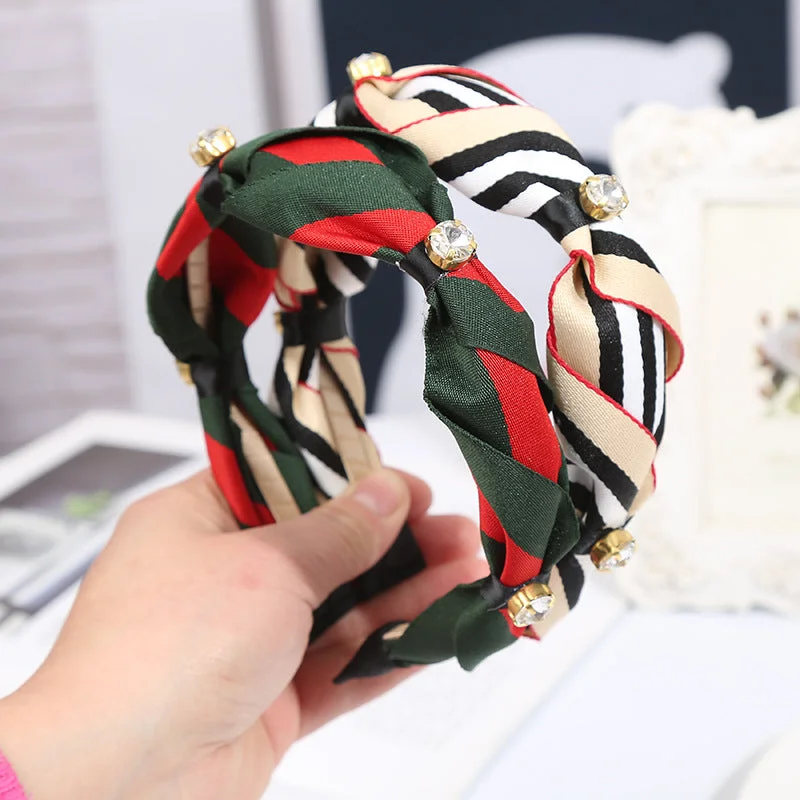 Wholesale Ribbon Inlaid Crystal Fabric Headband