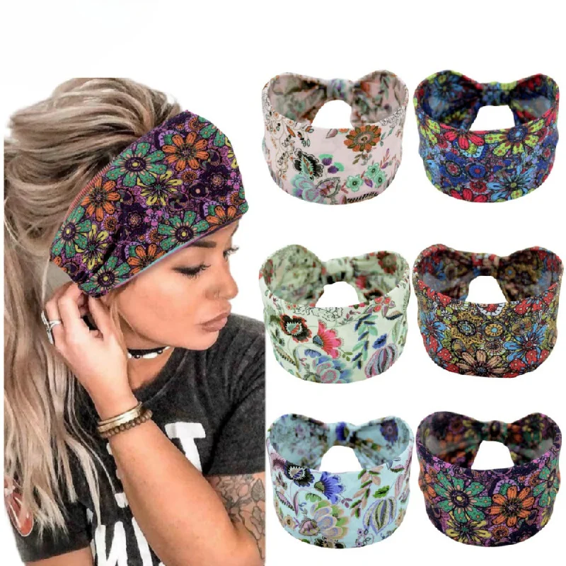 Wholesale Floral Sports Yoga Crossover Headband