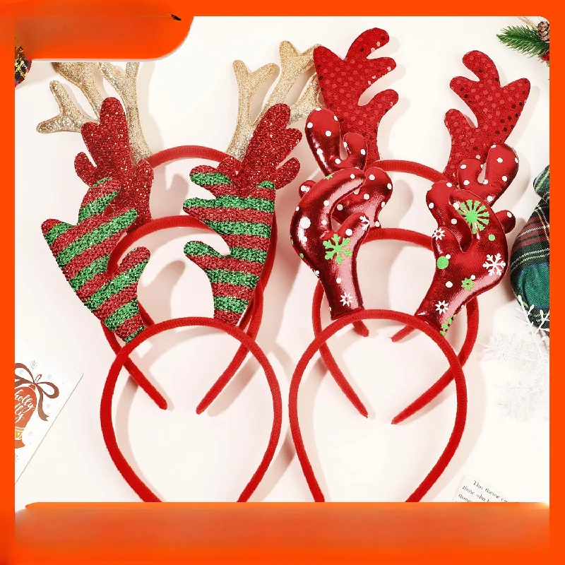 Wholesale Christmas antlers high skull top pressed holiday party headband