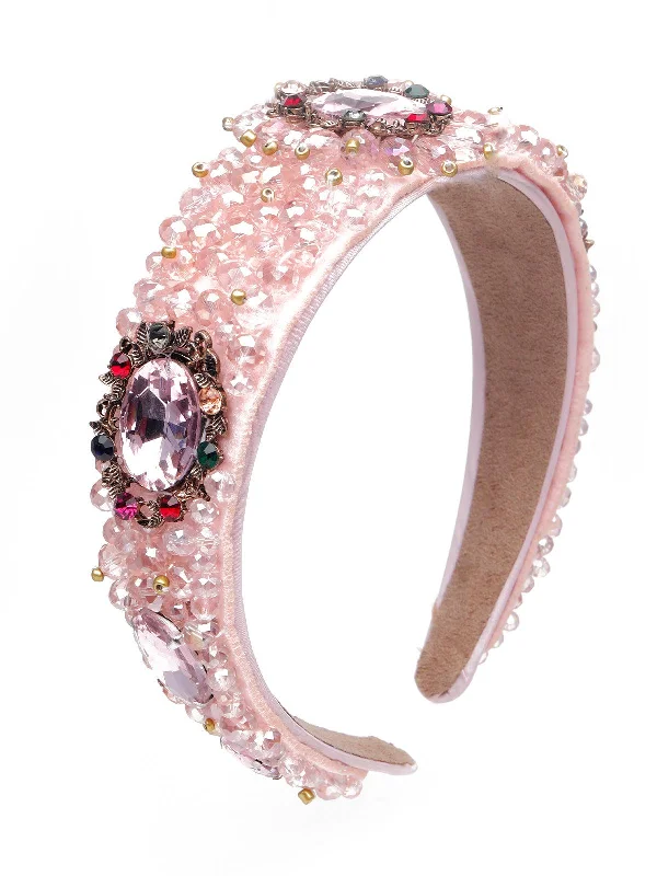 Odette Women Pink Crystal Rhinestons Hairband