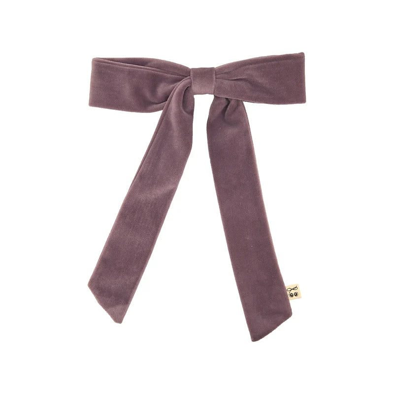 clip velvet long bow  - plum