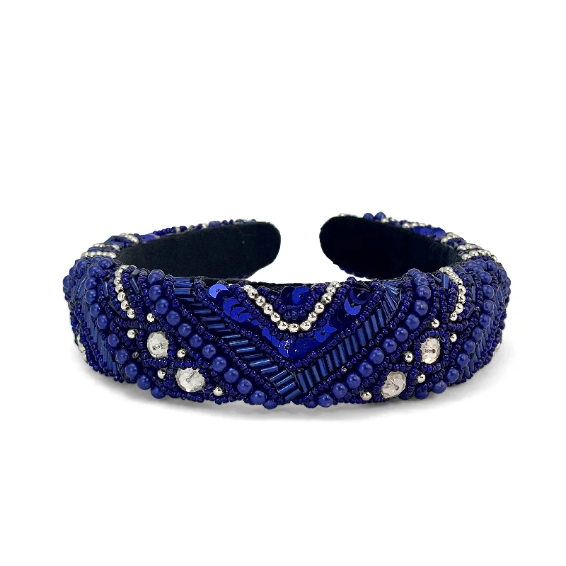 Mixed Bead Sequin Headband (Blue)