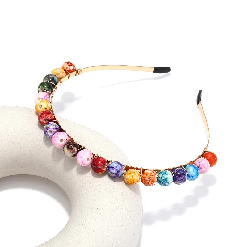 Wholesale Bohemian Colorful Resin Hand Wrapped Beaded Headband