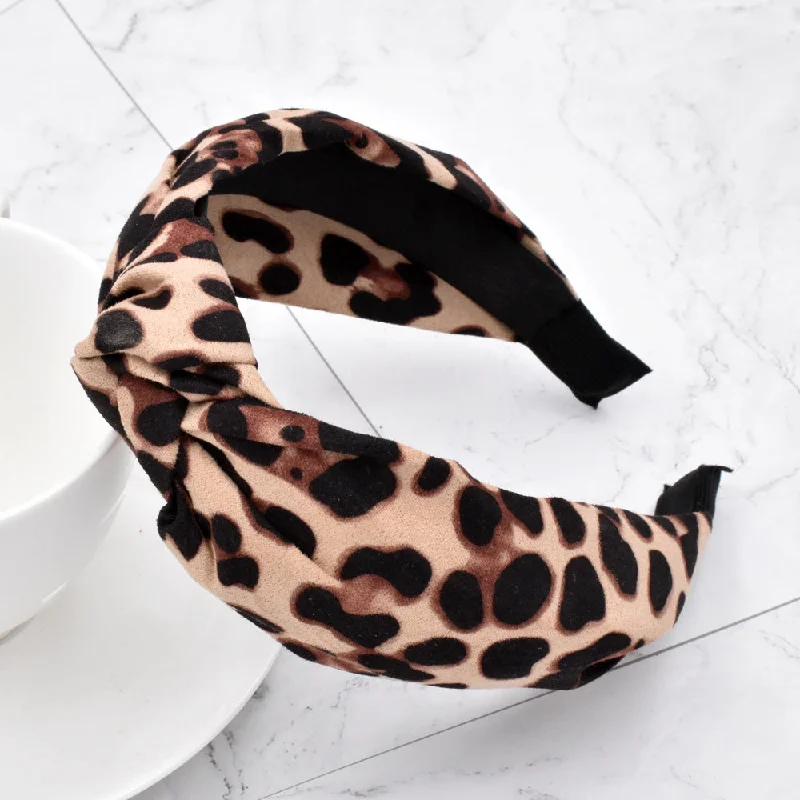 Wholesale Autumn and Winter New Leopard Print Wide Fabric Headband