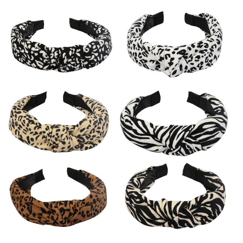 Wholesale Leopard Print Knotted Braided Simple Headband