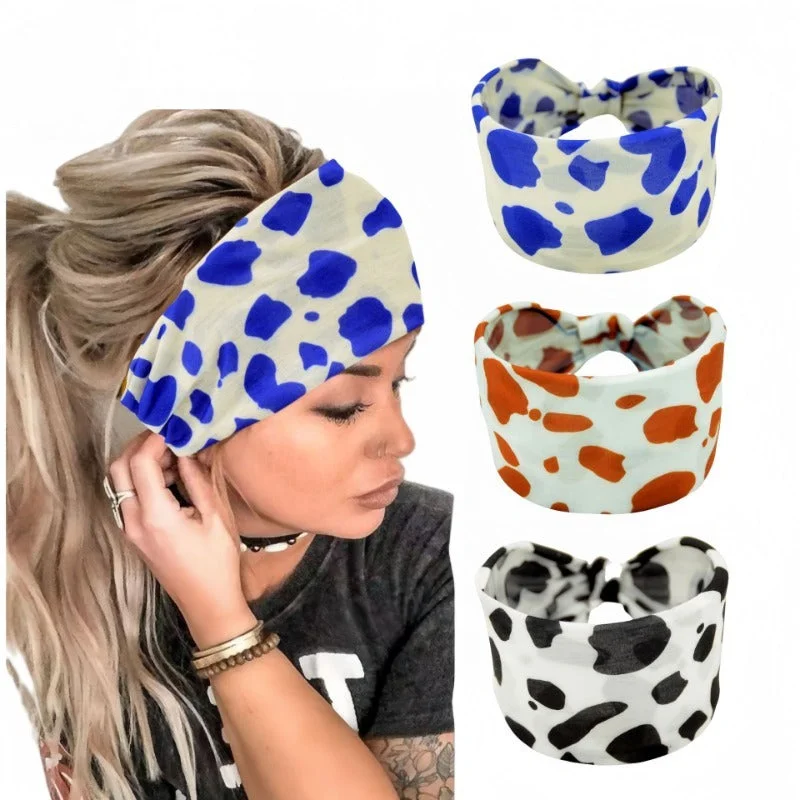 Wholesale Boho Cow Pattern Yoga Headband