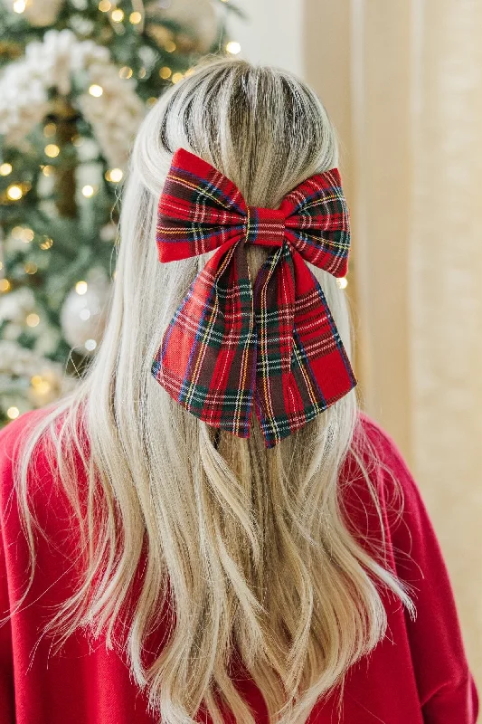 Tis The Season Red Plaid Hair Bow