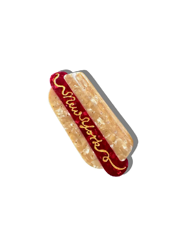 Hand-Painted New York Hot Dog Acetate Claw Hair Clip | Eco-Friendly