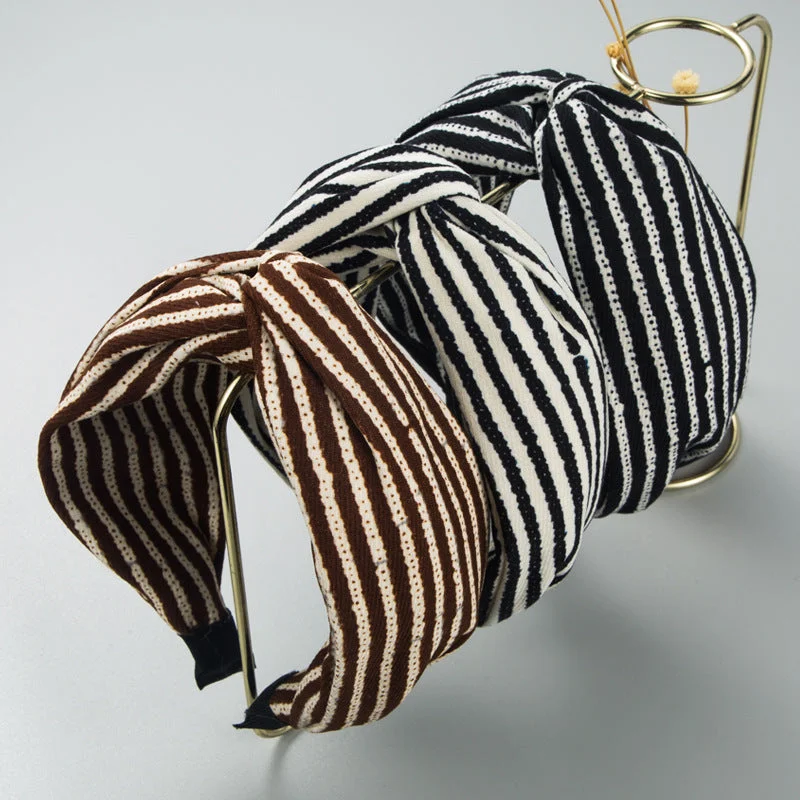 Wholesale Fashionable Small Fresh Striped Color-blocked Fabric Cross-twisted Headband