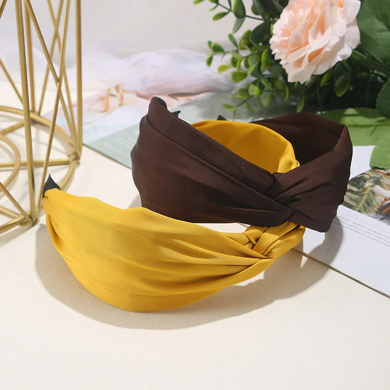 Wholesale Solid Color Knotted Fabric Wide Edge Headband