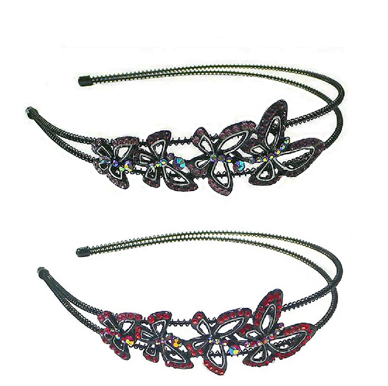 HB0055 Bella Crystal Butterfly Headband Metal Wire Hair Band #U86011-0055