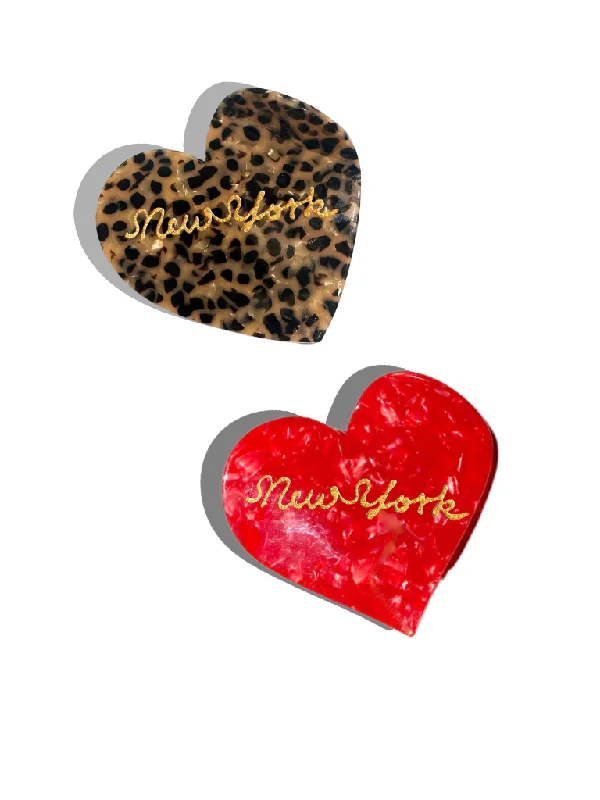 Hand-Painted New York Heart Acetate Claw Hair Clip | Eco-Friendly