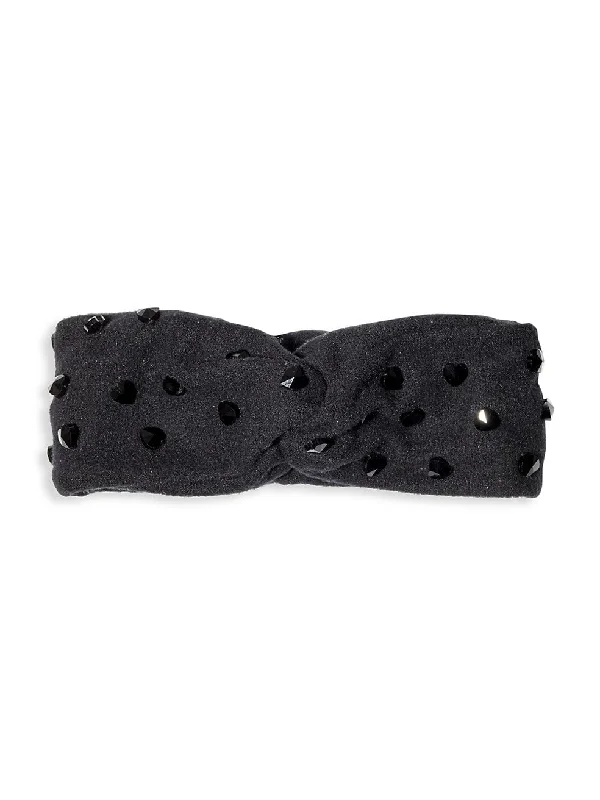 Lele Sadoughi  Black Crystal Embellished Knotted Ear Warmer