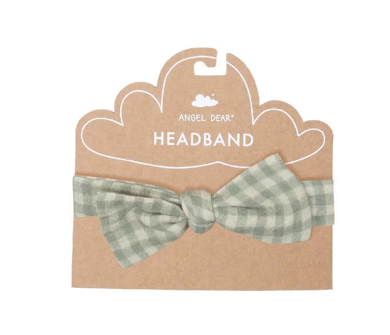 Muslin Headband - Mini Green Gingham