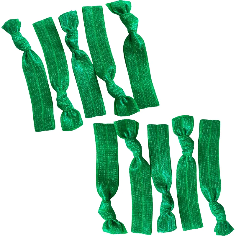 Green Ribbon Hair Ties - 10 Pack