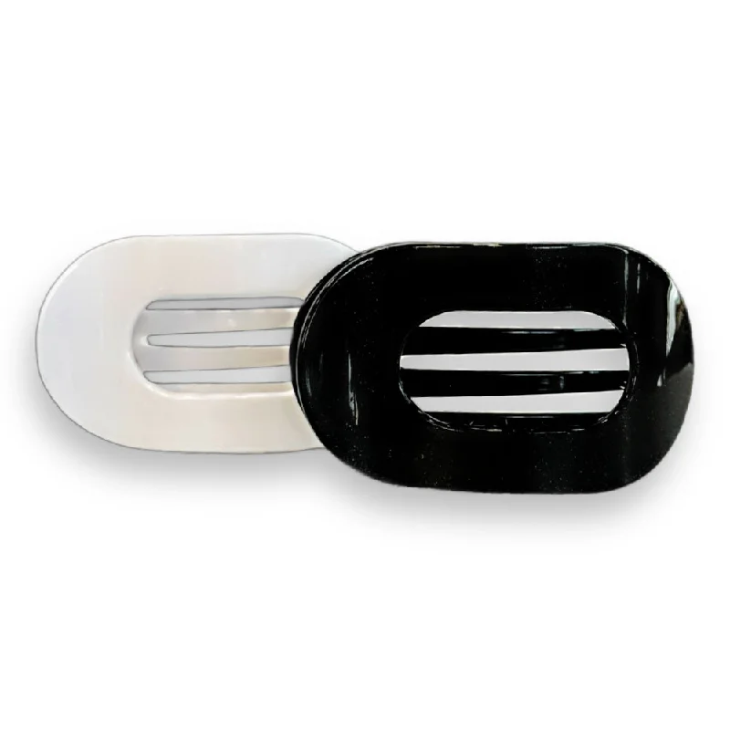 Large Oval Clip Set of 2 - Black + White