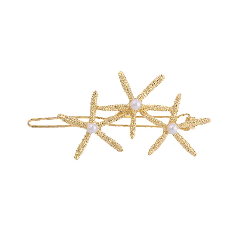 Wholesale Simple Starfish Pearl Alloy Hair Clips