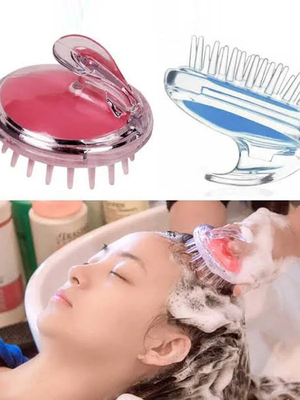 Hair Washing Comb Scalp Cleaning Shampoo Brush Silicone Head Multicolor