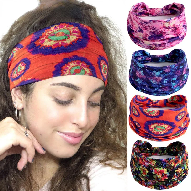 Wholesale Elastic Tie Dye Wide Trim Fabric Headband